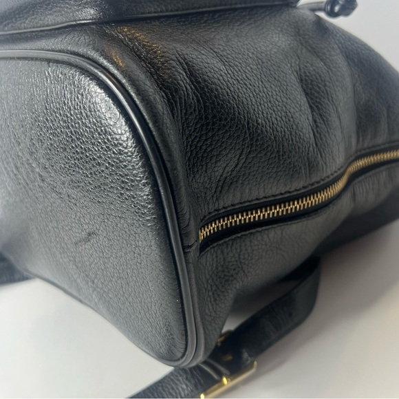 Mcm Black Calf Pebbled Leather Multi Gold Studded Flap Drawstring Backpack🖤 - Picture 6 of 16